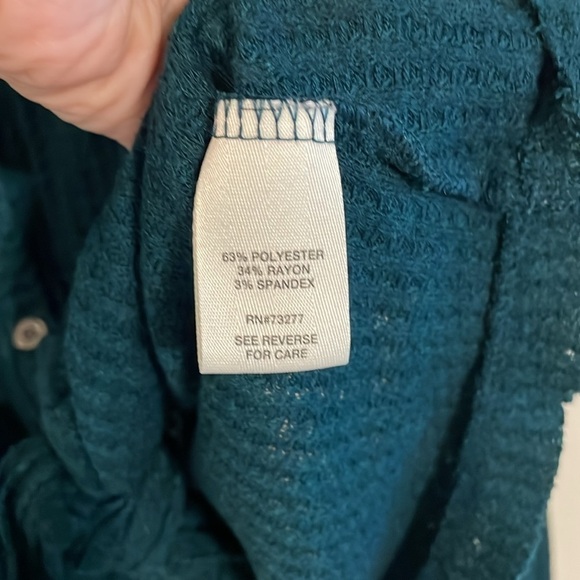 Mudd Women’s Long Sleeve Shirt XL Green Waffle Knit Cotton Causal Contemporary - Picture 7 of 11